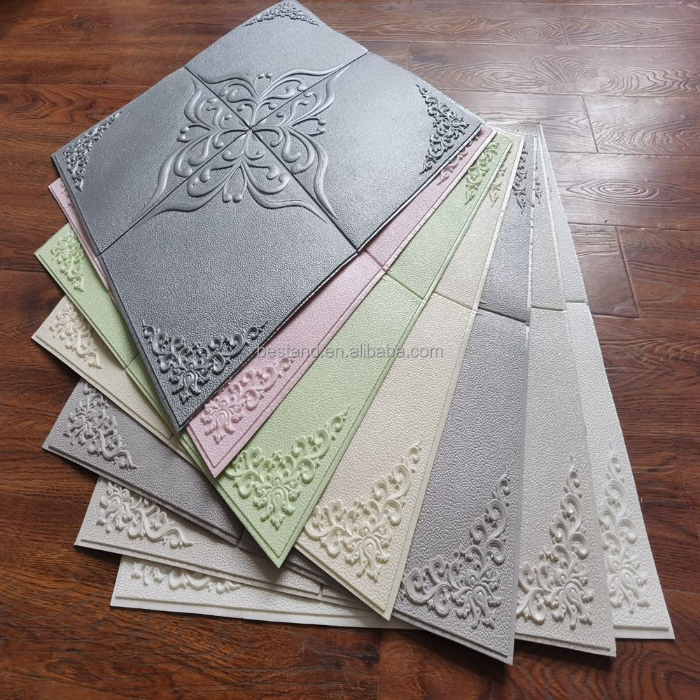8mm Thickness Geometric Pattern Foam Wall Stickers for Sophisticated 3D Ceiling Wallpaper