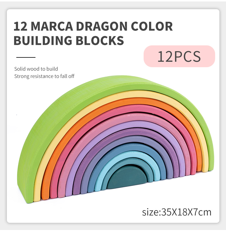 30cm Pine Wooden Blocks Toys Rainbow Building Blocks Tower Toys