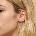 Minimalist Gold Plated 925 Silver Diamond Stud Earring 925 Shiny Silver Heart