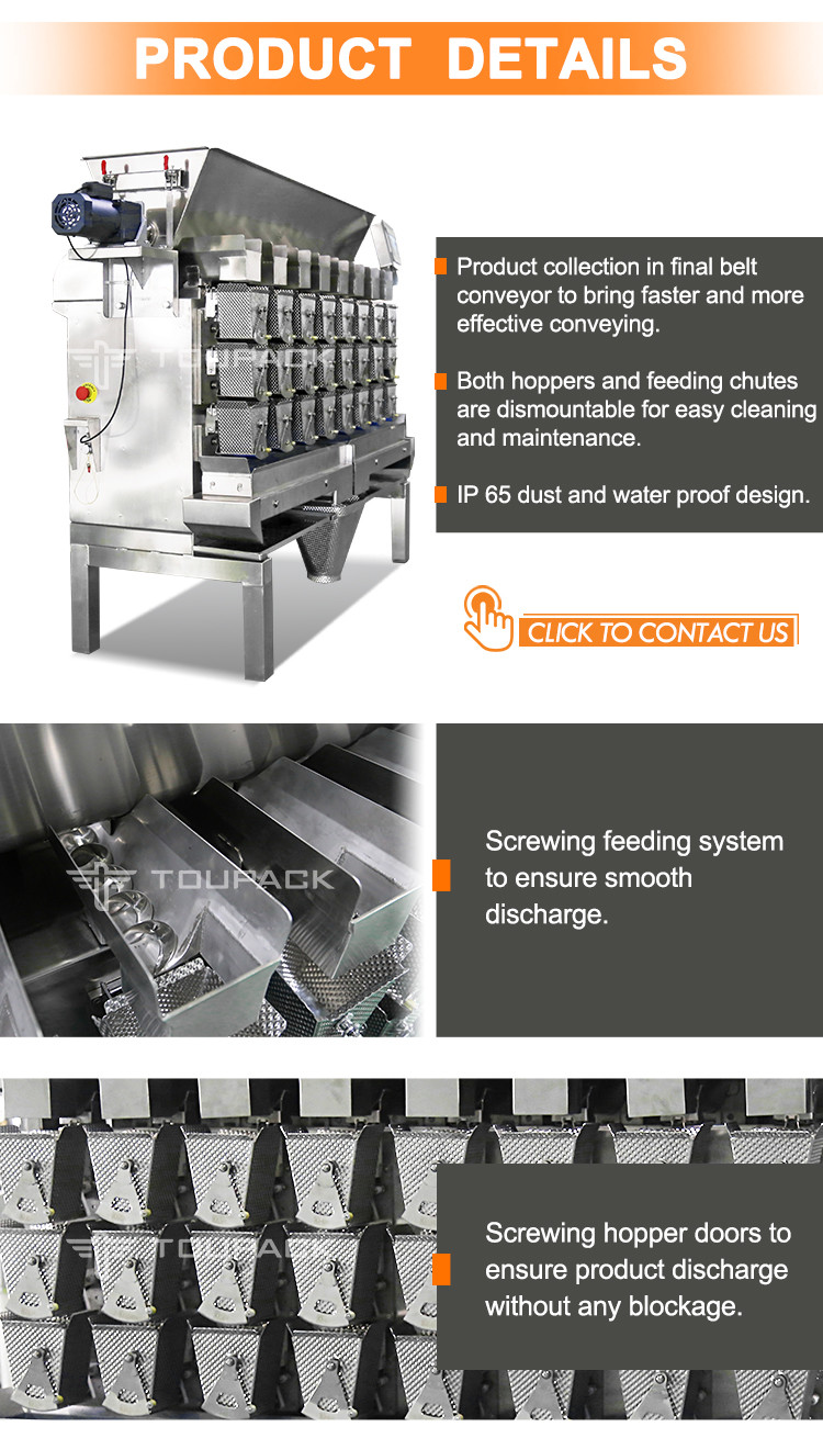 Industrial Dimpled Double Hopper Screw Feeding Multihead Weigher For Fresh Sticky Food Rib Spare