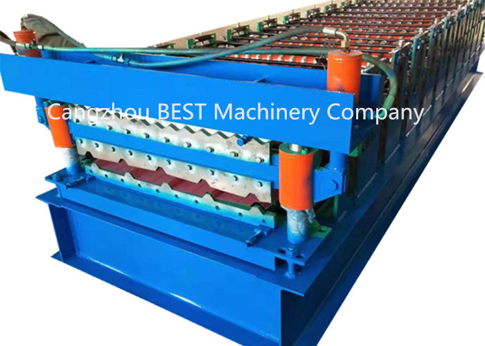 Double Deckers Roof Tile Wall Sheet Roll Forming Machine For Aluminium Steel Sheet
