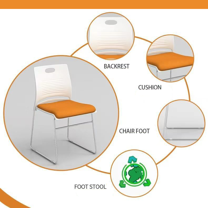 Green Orange Stacking Conference Chairs Stackable Meeting Chairs With Metal Legs