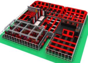 Quality Childrens Bounce Trampoline Park With Ninja Warrior Course And Climbing Wall wholesale