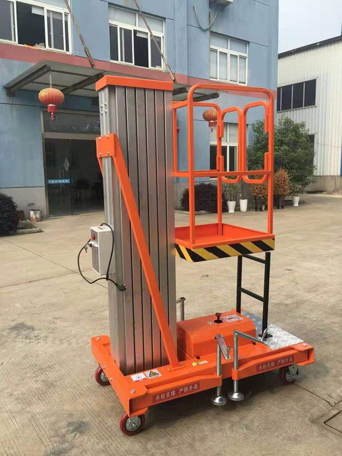 Portable Mobile Elevated Platform Dc Battery Single Mast Aerial Platform Lift