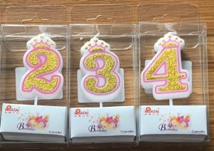 Quality Gold Painting Crown 7.5cm*4.5cm*1.4cm Number Birthday Candles wholesale