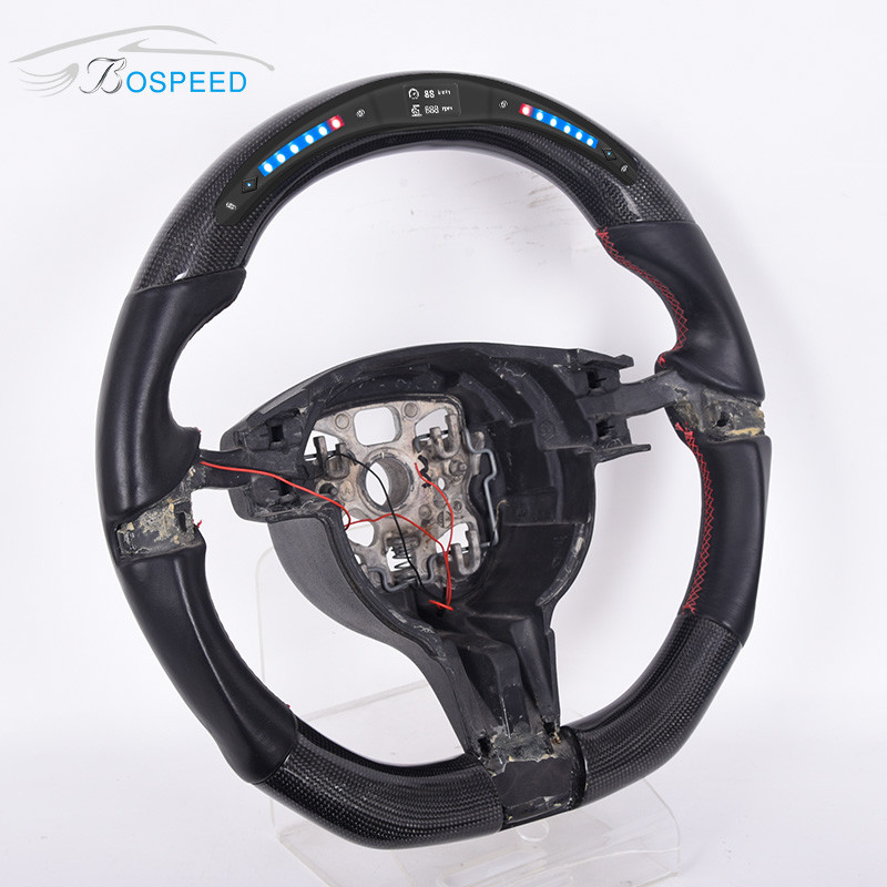 NAPA Leather Porsche Carbon Fiber Steering Wheel Custom Stripe Color