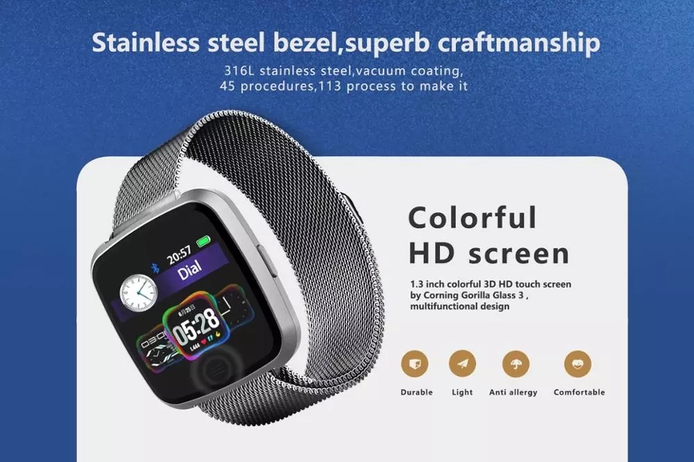 Dt No. 1 G12 Smart Watch 1.3 Inch IPS Screen with Touch Support Stainless Smartwatch Heart Rate Phone Call Reminder