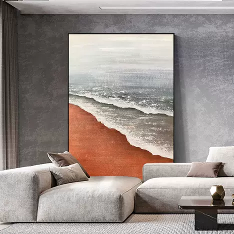 Relief Art Wall Decoration Hanging Painting 3d Craft Colored Painting Beach Landscape Painted Oil Painting For Home Decor