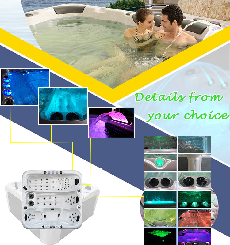 Acrylic 5 Person Hotel Party Combo Outdoor Massage Hot Tub Spas and Compare
