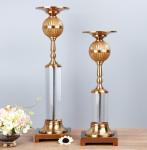 Golden Brass Classic Metal ODM Crystal Candle Holder Craft