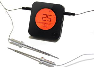 Quality 6 Probe Port BBQ Meat Thermometer / Black Bluetooth Remote Cooking Thermometer wholesale
