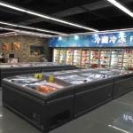 Static Cooling Supermarket Island Freezer Automatic Defrost With Sliding Door
