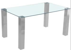 Quality Clear Rectangular Glass 70kgs 150x90cm Modern Dining Table wholesale