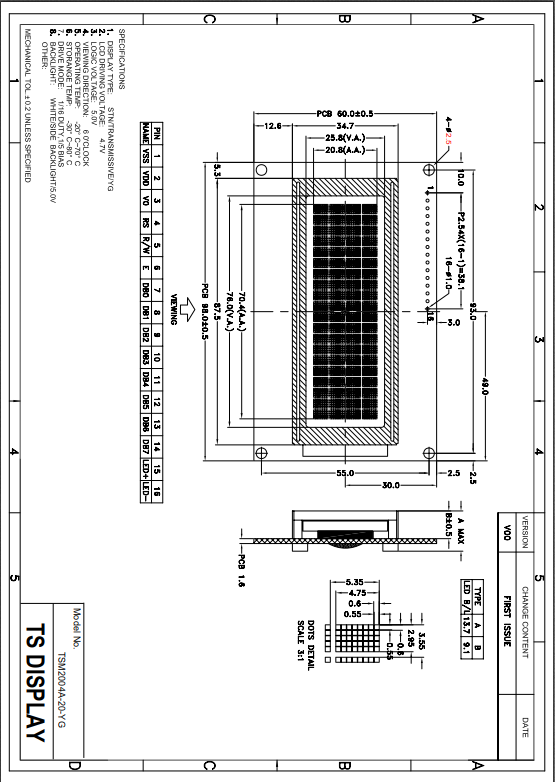 STN 20x4 Character LCD Module Monochrome Lcd Display Module