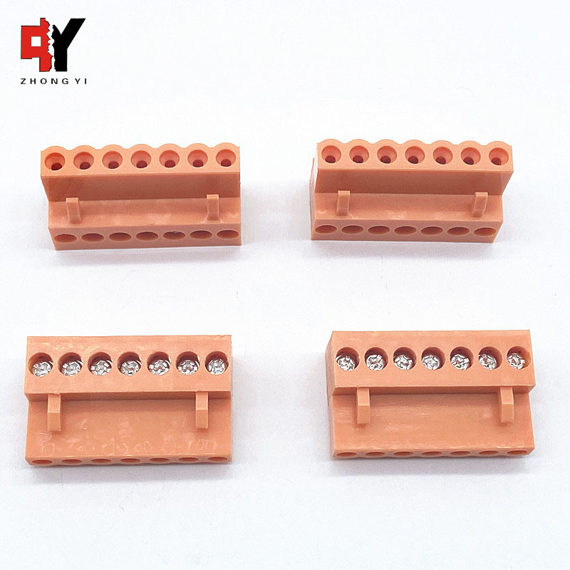 Orange 300V 2-24 poles Plug-In Terminal Block Female Panel Mounted