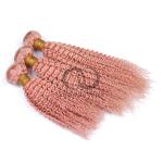 Pink Kinky Curly Remy Human Hair Bundles Sew In Weave Bundles Brazilian Bundle