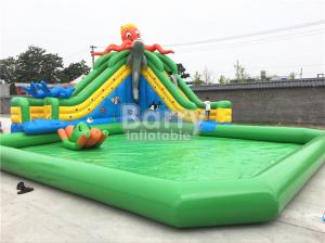 Quality Green Castle Theme Waterproof Inflatable Pool With Octopus Slide On Ground wholesale