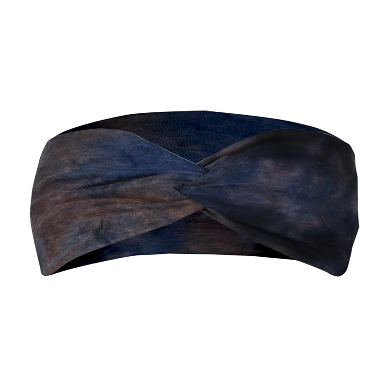 Multicolors Women Head Scarves Elastic Cross Tie Dye Headband