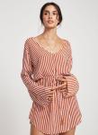 Summer Wholesale Design Striped Long Sleeve Casual Woman Dress