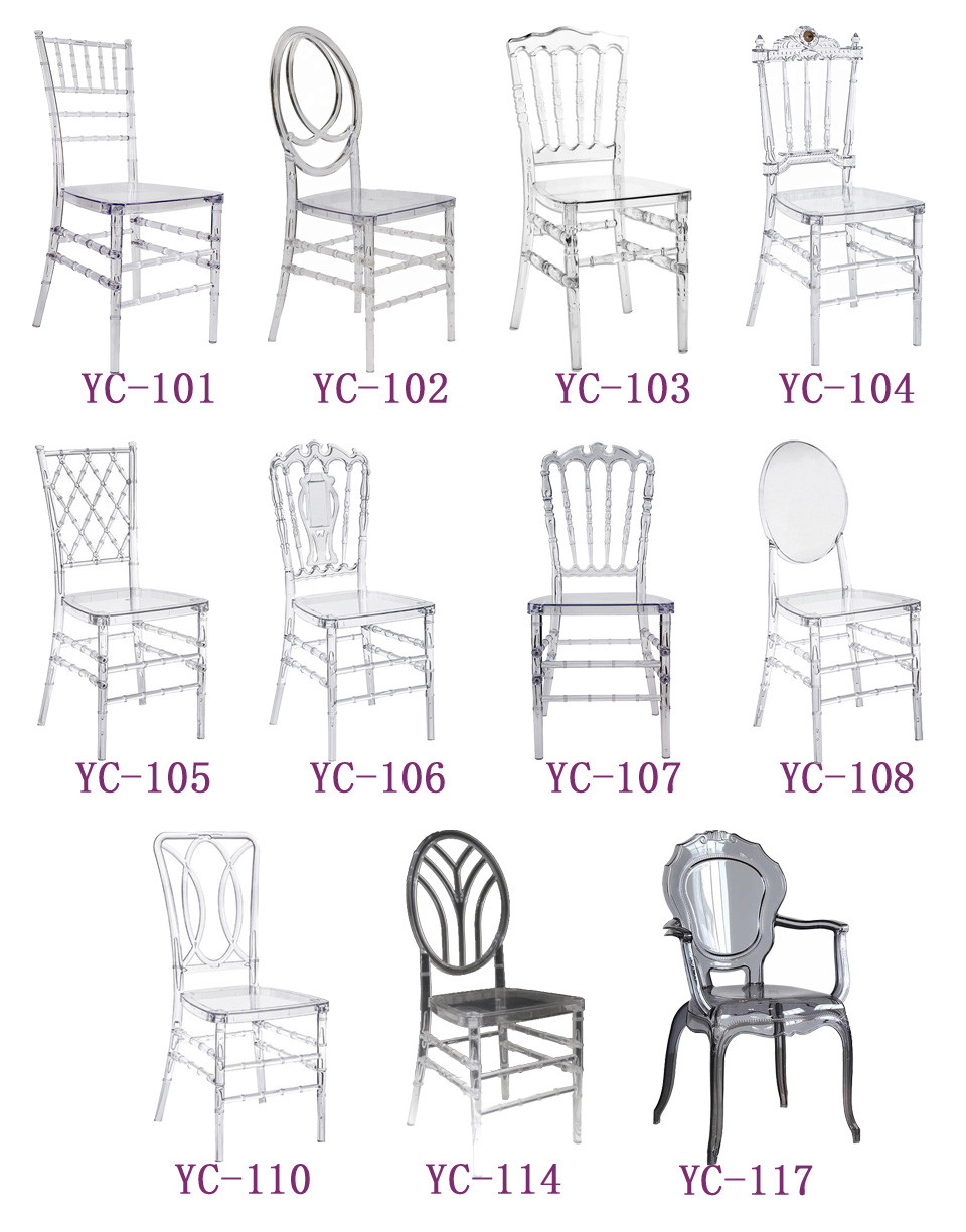 Outdoor Wedding Clear Crystal Chair With Arms Exporter (YC-117)