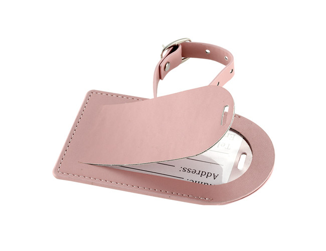 Door Shape PU Travel Baggage Tag Colorful Pantone Color With Buckle Strap
