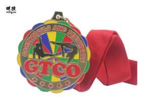 Quality Soft Enamel Fill Custom Sport School Awards Medals Zinc Alloy Material Flower Shaped wholesale