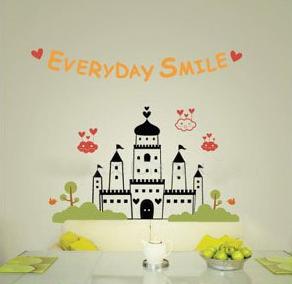 Quality Cartoon Castle English Letter Wall Decoration Stickers HB-014 wholesale