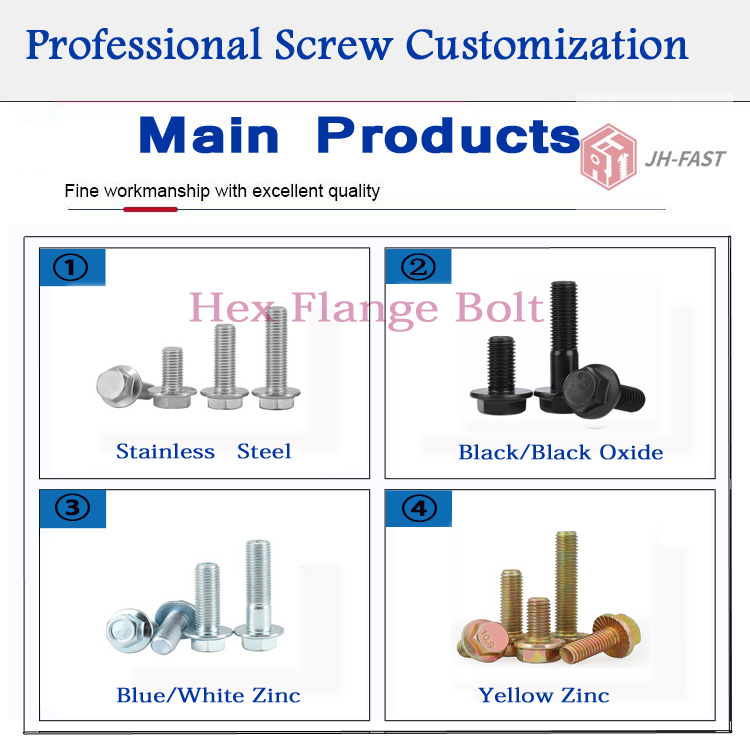 OEM Customized Service Provided Black Finish M6 M8 M10 M12 Zinc Hexagon Flange Bolt DIn6921