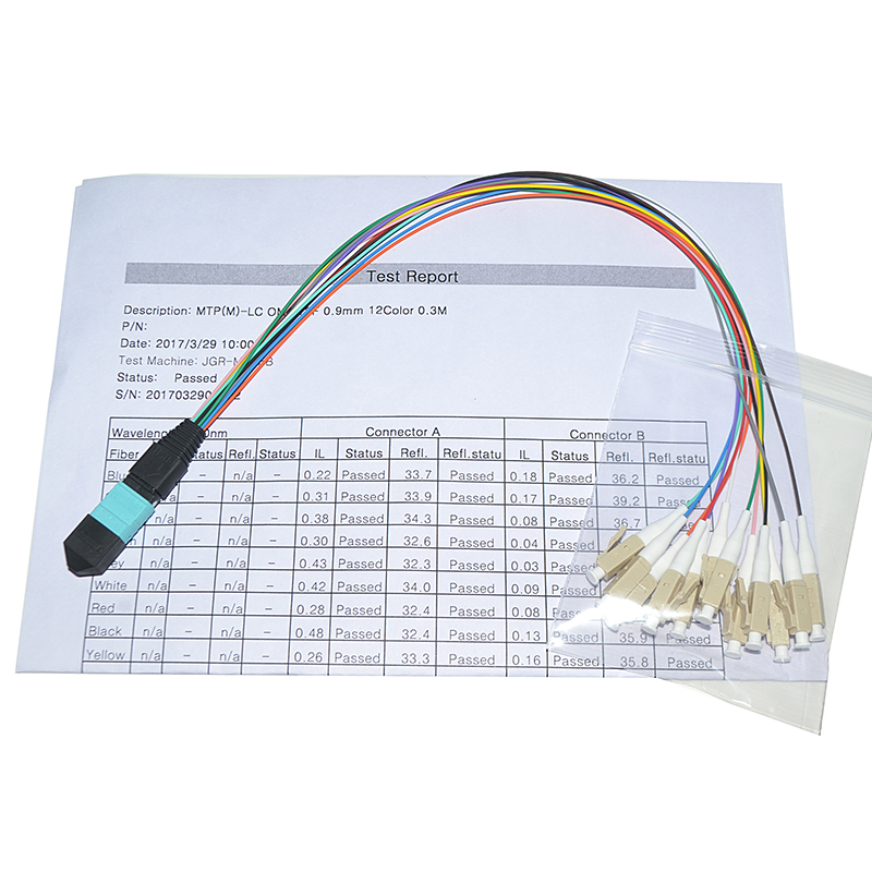 8 Core Colorful Fiber Cable Assembly MPO To LC FC ST SC 0.9mm UPC Breakout