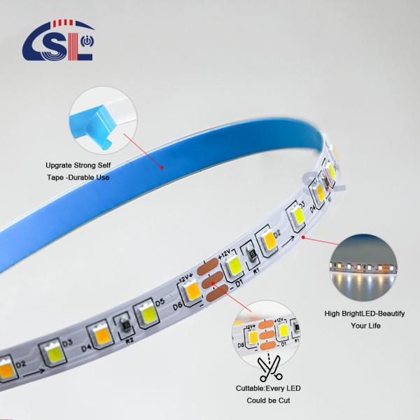 120leds/m 3000k 4000k 6500k CCT Board 8mm SMD2835 Led Strip Light for Outdoor