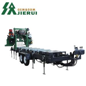 Quality Woodworking Gas Diesel Electric Portable Wheels Trailer Sawmill Horizontal Bandsaw Machine wholesale