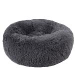 Donut Round Soft Fluffy Cat Bed , Cat Cushion Bed Plush Fur Material Grey / Pink