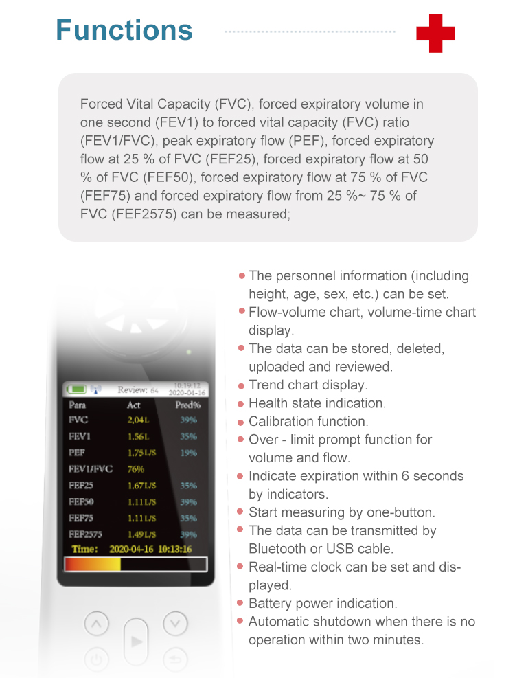 CONTEC SP80B USB CE Color Display Spirometer USB OC Software BT Spirometry Lung Volumetric Device FVC