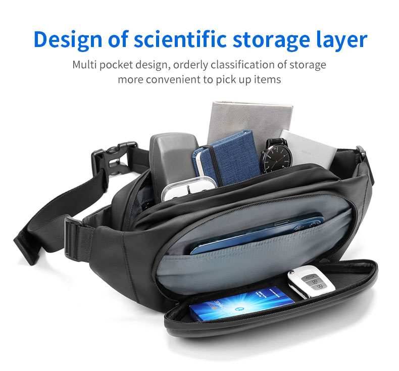 Casual Polyster Anti Theft Waist Bag Slash Proof Waist Pack 30*16*11cm