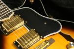 Quality blackburst thick hollow body block inlay single cutaway electric guitar
