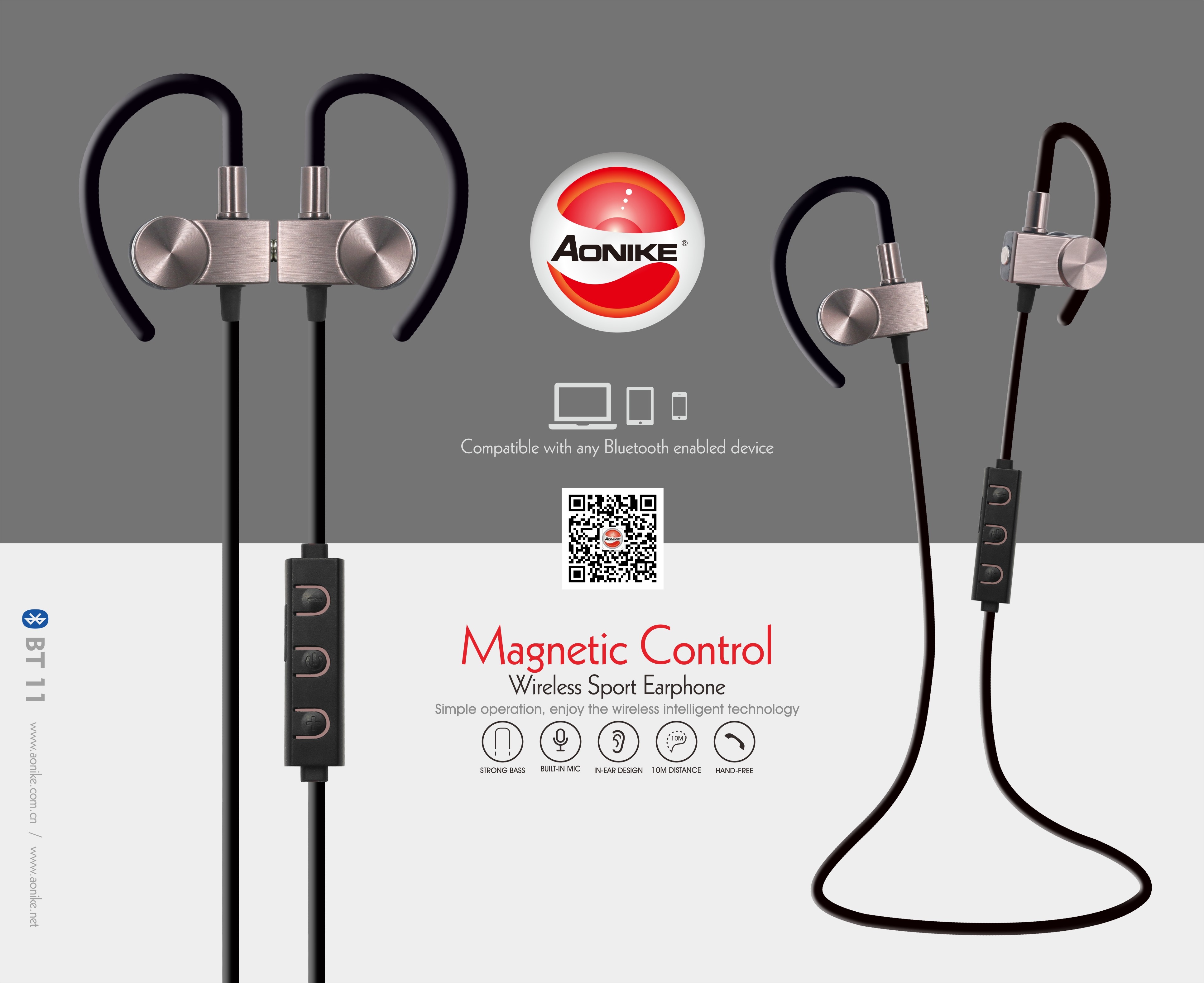 Necklace V4.2 110mAh Metal Magnet Wireless Bluetooth Earphone