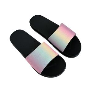 Quality Shining Rainbow Open Toe Flat Slippers Outdoor Iridescent Slide Sandals wholesale