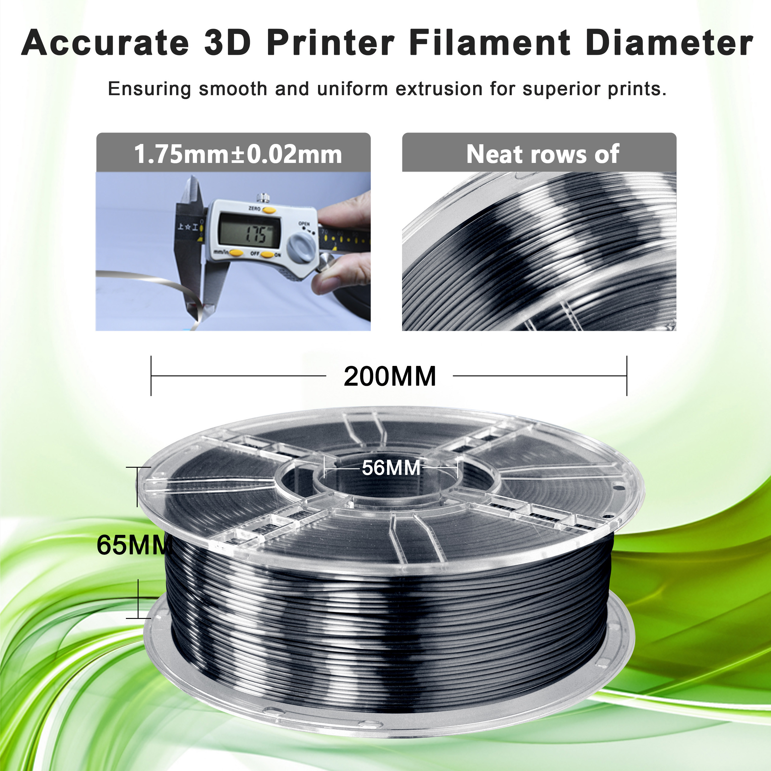 100% Bubble Free Toughness Enhanced Silk Iron Black PLA Filament For 3D Printing