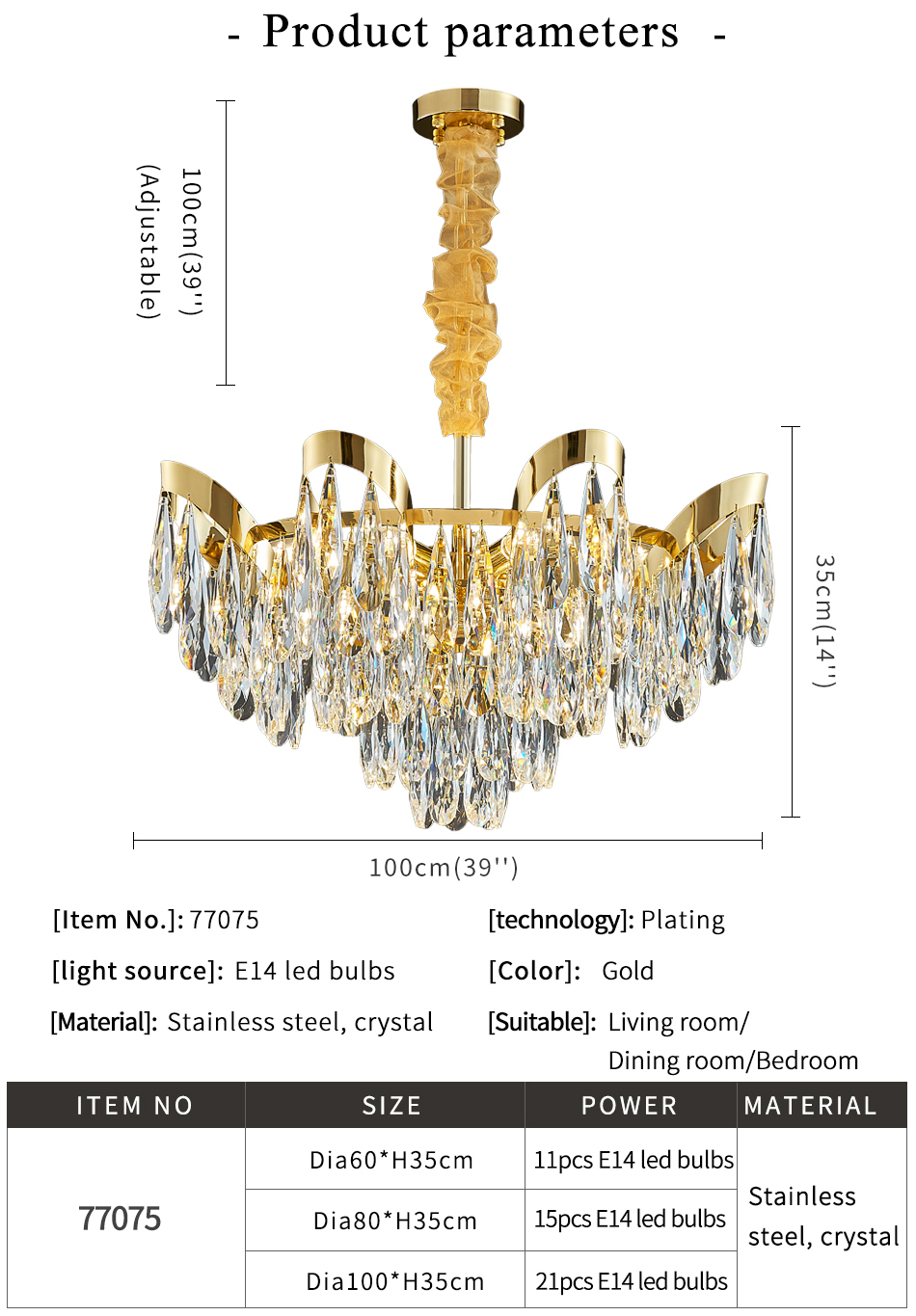 Luxury Crystal Chandelier For Living Room Led Gold basket empire crystal chandelier(WH-CY-226)