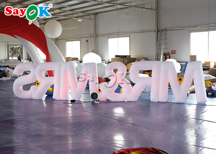 190T Nylon Cloth Inflatable Lighting Decoration LED Light Letters White Color