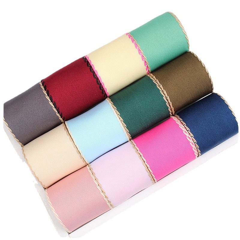10mm-38mm Stitched Polyester Grosgrain Ribbon ISO9001 Solid Pattern