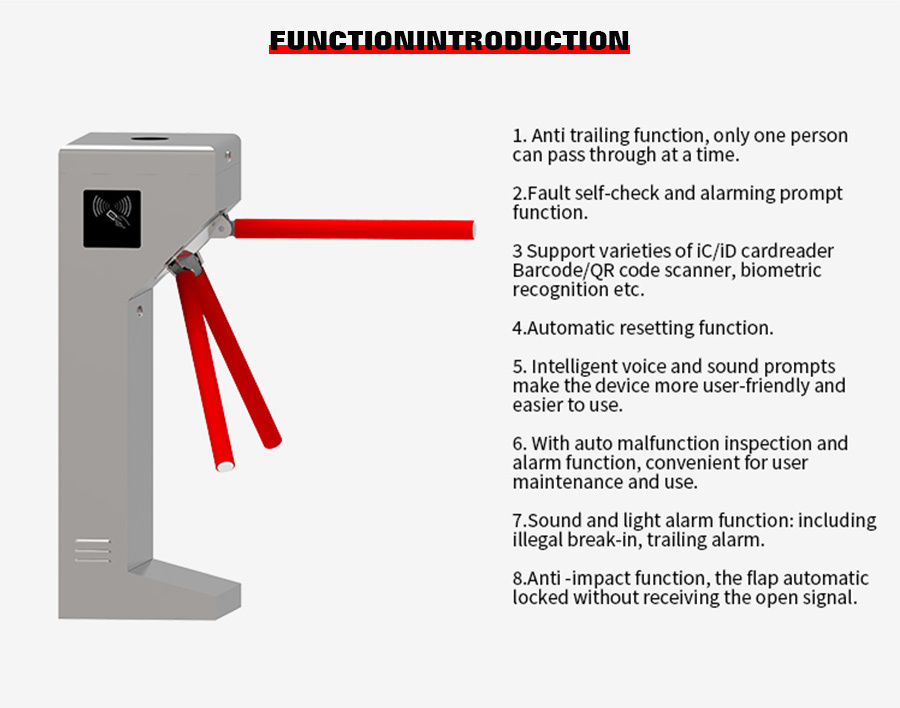 HCW Portable Automatic Systems Tripod Turnstile 100W Pedestrian Traffic Control