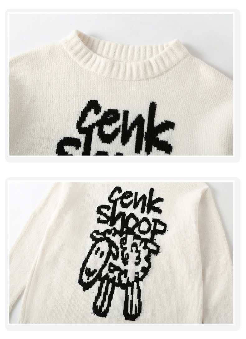 Girls Spring Autumn Fashion Childrens Clothes Thickened Letter Oversized Crewneck Sweater