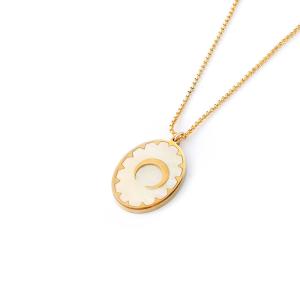 Quality Stainless steel necklace, hanging tag pendant, women's pendant, inlaid with shell, drip glue, gold electroplating process wholesale