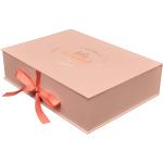 Pink Christmas 157G 2mm Cardboard Gift Boxes , Wine Accessory 5x5 Gift Box