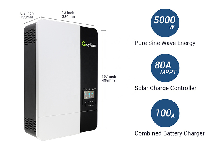 Growatt Hybrid On Off Grid Inverter Single Phase 48V 3Kw 3000W 5Kw 5000W 5.5Kw 6Kw Mppt Solar Inverter Wholesale Price
