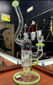Quality 9'' Big Glass Bong Smoke Water Pipes Bubbler Blue Maple Hookah With 18mm Bowl wholesale