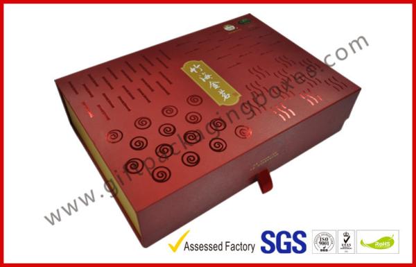 Elegant Handmade Hot stamping Red Gift Packaging Box , Custom Offset Printed