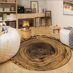 Vintage Imitation Wood Round Animal Pattern Carpet Living Room / Hotel Carpet