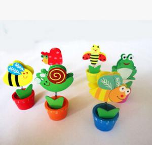 Quality New Cartoon animal innsect wood sunflower card holder clip promotion gift wholesale